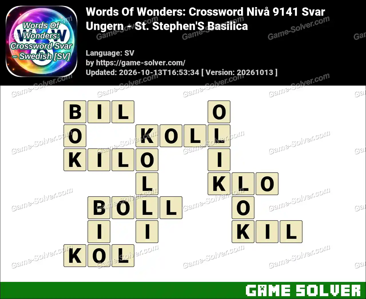 Words Of Wonders: Crossword Nivå 9141 Svar – Ungern – St. Stephen’S Basilica
